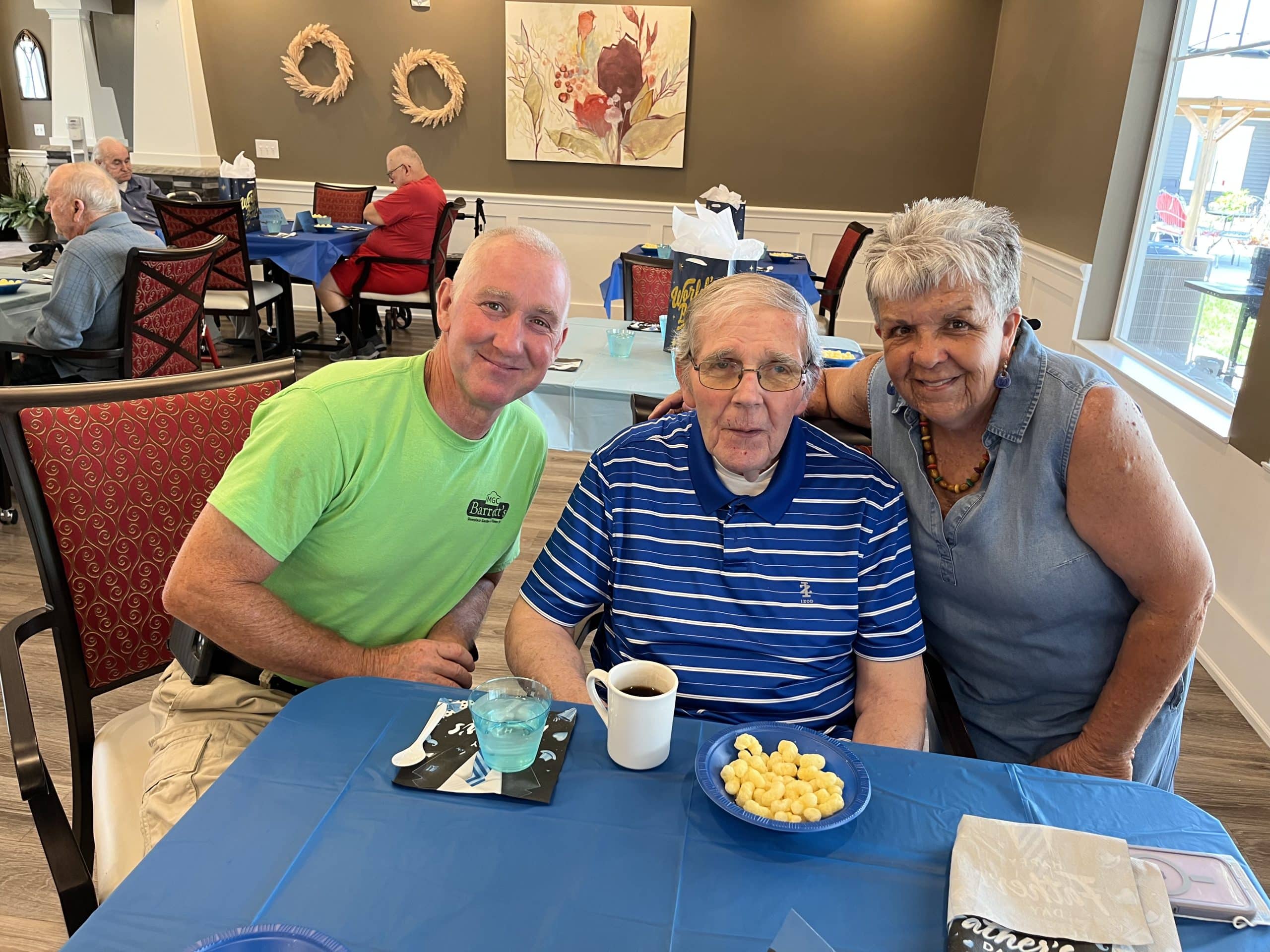 Seniors enjoying tea and snacks